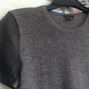 Theory wool and leather top